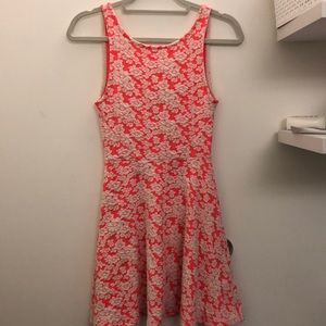 H&M Neon Pink Floral Skater Skirt